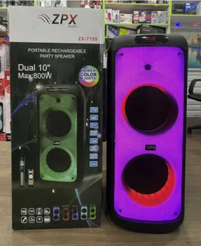 Колонка аккумуляторная ZPX ZX-7789 partybox с радиомикрофоном (270W/USB/BT/FM/TWS)