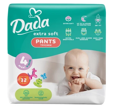 Трусики-подгузники Dada Extra Soft 4 Maxi 9-15 кг 32 шт. (4820174980689)