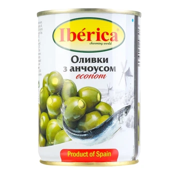 Оливки Iberica фаршированные анчоусами 280г. (8436024298413)