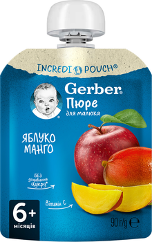Фруктовое пюре Gerber Яблоко и манго с 6 месяцев 90 г (7613036345866)