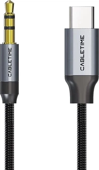 Кабель CABLETIME Audio 3.5mm M 3pin - USB Type C 1 м Black Metal Type 3 pin (CF16H)