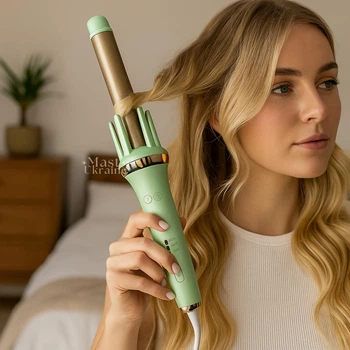 Плойка автоматична для локонів Hair Curler, електричні щипці-стайлер для завивки волосся з автоматичним обертанням та 3-ма температурними режимами (170°, 190°, 210°), стайлер для створення кучерів Зелений LY-884-Green