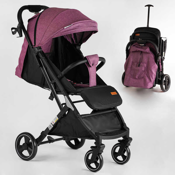 Детская прогулочная коляска-книга JOY Comfort L-20115 до 15 кг, алюминиевая рама, подстаканник, телескопическая ручка, корзина для покупок, Фиолетовый