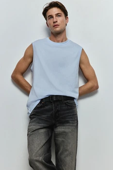 Чоловіча футболка без рукавів CoolMax H&M (58441) S Блакитна