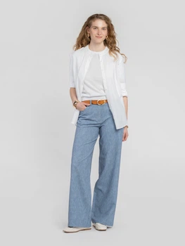 Сорочка прямого силуету жіноча біла з льону та бавови подовжена Arber Shirt W1 48 білий (W05.04.00.521)