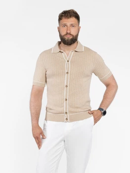 Кардиган трикотажний чоловічий бежевого кольору на ґудзиках Arber Polo cardigan N-AVT-126 S зріст 4 бежевий (M09.47.16.522)