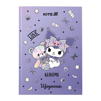 Школьный дневник Kite Kuromi "Кошенятно Куромі" 16.5х23 см т/обложка фиолетовый (HK25-262-4)