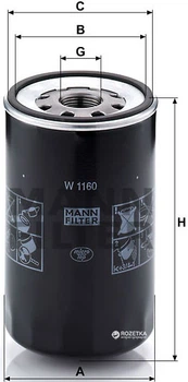 Фільтр масляний MANN W 1160