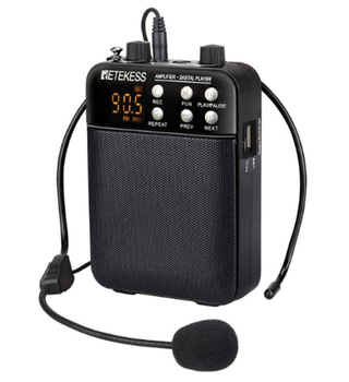 Усилитель голоса беспроводной Retekess TR619 MP3-плеер, FM-радио Черный