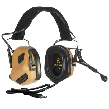 Активные защитные наушники Earmor M32 PLUS с микрофоном, 22 дБ, 2×AAA, Coyote (M32PLUS-CB)