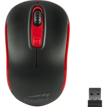 Мишка бездротова оптична SpeedLink Ceptica 1600dpi на батарейках Black/Red (SL-630013-BKRD)