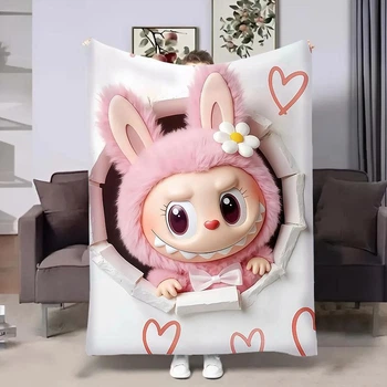 Плед плюшевый велюр Лабубу 3 с 3D рисунком 160х200