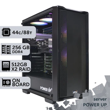 Сервер двухпроцессорный TOWER PowerUp #50 Xeon E5 2690 v3 x2 / 256 GB / HDD 6 TB / SSD 512GB х2 Raid / Int Video