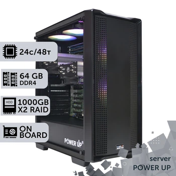 Сервер двухпроцессорный TOWER PowerUp #30 Xeon E5 2690 v3 x2 / 64 GB / HDD 1 TB х2 Raid / Int Video