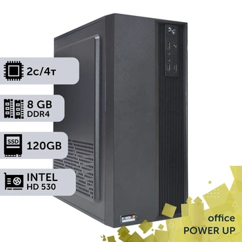 Офисный ПК PowerUp #38 Core i3 6100 / 8 GB / SSD 120GB / Int Video для работы с базами данных бухгалтерскими программами с графикой