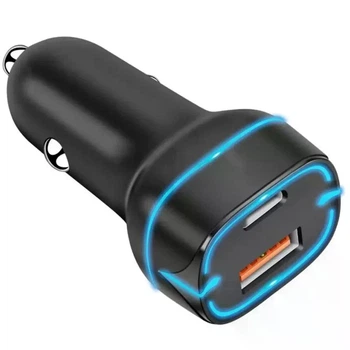 Зарядка в прикуривателе автомобиля USB 38 W /Type-C 20 W с подсветкой (Auto-64958) аксесуари для авто