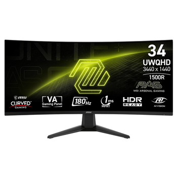 Монитор MSI 34" MAG 346CQ 2x HDMI, DP, Audio, VA, 3440x1440, 21:9, 180Hz, 1ms, sRGB 100%, CURVED, Ada