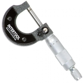 Точный механический микрометр в кейсе INTERTOOL MT-3041 0-25 мм с точностью до 0.01 мм для профессиональных измерений