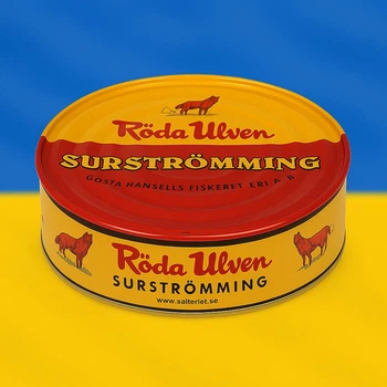 Сюрстрьомінг Surströmming Röda Ulven 400г банка (ферментований оселедець Surstromming сюрстремінг)