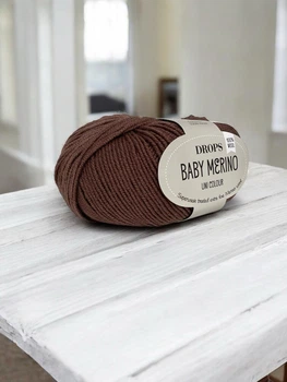 Пряжа для вязання Baby Merino Drops Design 52 шоколад 50г/175м