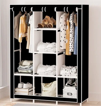 Складной шкаф большой STORAGE WARDROBE 175 х 130 х 45 см каркасный тканевый Черный