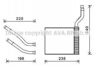 Теплообмінник, Система опалення салону AVA COOLING FD6464 Ford Mondeo, S-Max, Galaxy 6G9118B539CC, 6G9118B539CB, 6G9118B539CA