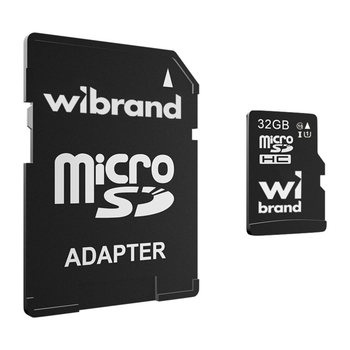Карта памяти Wibrand MicroSDHC 32gb UHS-1 10 Class Adapter Черный