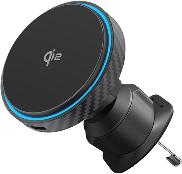 Автотримач для телефону з бездротовою зарядкою Proove Graphite Circle Qi2 15W Black (630200001)