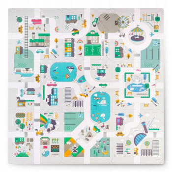 Mata piankowa dla dzieci Nukido Town 120 x 120 cm + piankowe figurki (5903890616649)