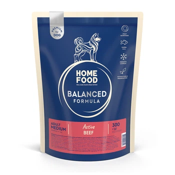 Сухой корм HOME FOOD для активных взрослых собак средних пород «Говядина» Active Balanced Formula, 300 г