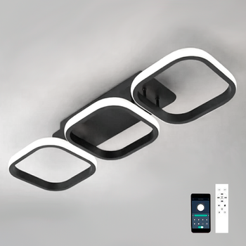 Управляемая светодиодная люстра Esllse CUBES 40W 3S SMART черная 520x170x85мм с пультом и приложением APP