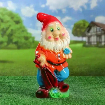 Садовий декор гном з ножицями 36 см кераміка, фігурка для подвір'я та приміщення