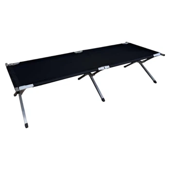 Похідна розкладачка LEOBRO 190x63x42 см до 120кг з міцною сталевою рамою та стійкою до вологи такниною для відпочинку на природі в кемпінгу чи дачі Чорний