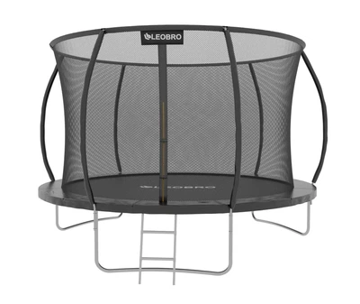 Детский высококачественный садовый Батут LEOBRO Premium Pro 8FT BLACK с внутренней защитной сеткой и лестницей 252 см Черный