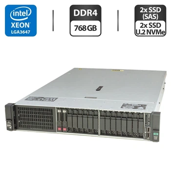 Сервер HP ProLiant DL380 Gen10 (8x 2.5 SFF, 8x 2.5 U2 NVMe) 2U Rack / 2x Intel Xeon Gold 6138 (20 (40) ядра по 2.0 - 3.7 GHz) / 768 GB DDR4 / 2x 800 GB SSD (SAS) + 2x 1920 SSD U.2 NVMe / RAID HP Smart Array P408 / 2x 500W б/у