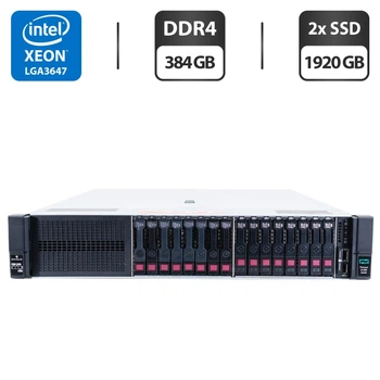 Сервер HP ProLiant DL380 Gen10 (8x 2.5 SFF, 8x 2.5 U2 NVMe) 2U Rack / 2x Intel Xeon Gold 6138 (20 (40) ядра по 2.0 - 3.7 GHz) / 384 GB DDR4 / 2x 1920 GB SSD U.2 NVMe (SAS) / RAID HP Smart Array P408 / 2x 500W б/у