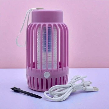 Антимоскитная лампа от комаров с аккумулятором, 1,3W, от USB, Розовый (Электрическая ловушка для комаров)
