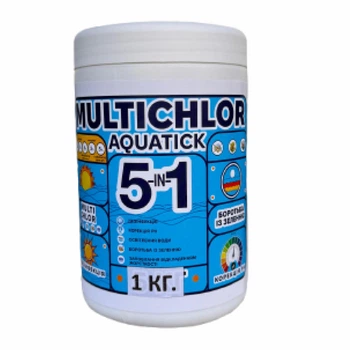 Хімія для басейну | Aquatick MultiChlor 5 в 1 - 1 кг (200г/шт) | Мульти табс 5в1 | Комплексні таблетки для догляду за басейном