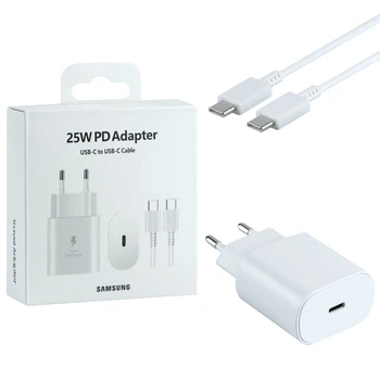 Сетевое зарядное устройство Samsung PD25W / 3A Type-C быстрая зарядка Super Fast Charge + кабель Type-C White