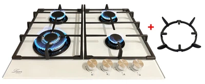Варочная поверхность газовая Luxor EG 740 Wh Stainless Steel + подставка WOK в подарок, белый