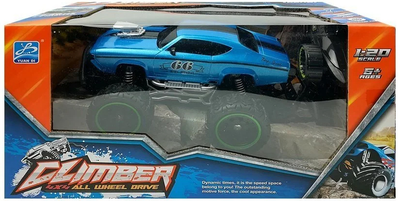 Auto zdalnie sterowane Lean Toys z wysokimi kołami 6.5 km/h Błękitne 23.5x14x12 cm (6652) (5904665996607)