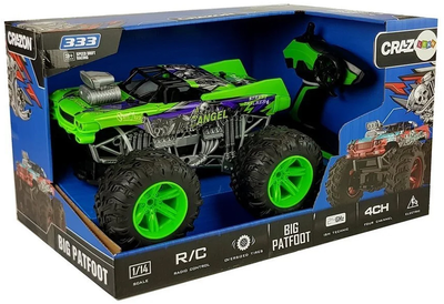 Auto terenowe zdalnie sterowane Lean Toys z dużymi kołami RC 1:14 2.4G Zielone (7730) (5903802453201)