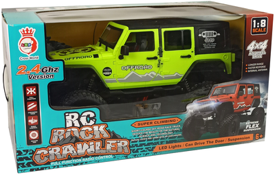 Auto terenowe zdalnie sterowane Lean Toys Rock Crawler z amortyzatorem 2.4 GHz 4 x 4 Zielone (7751) (5903802453423)