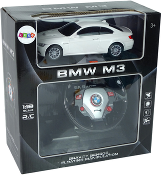 Auto zdalnie sterowane Lean Toys BMW M3 ze światłami i dźwiękami 1:18 Białe (9723) (5904204756594)