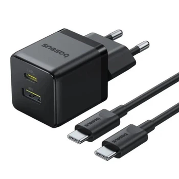 Мережевий зарядний пристрій 30W з кабелем Type-C-Type-C Baseus Palm USB/Type-C чорний P1011160A113-01