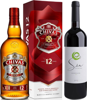 Виски Chivas Regal 12 лет выдержки 1 л 40% в подарочной упаковке + Вино Sin Bio красное сухое 0.75 л 13% (080432400432R+3397859654537)