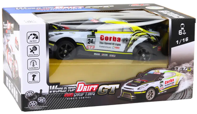 Auto zdalnie sterowane Lean Toys World Top Drift 1:16 Biało-żółte (20958) (5905991034995)