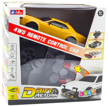 Auto zdalnie sterowane Lean Toys Drift Return 4WD Żółte (22683) (5905991050322)