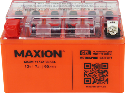 АКБ мото гелевый 12V 7-А/Ч L+ (Maxion) (150х87х94) YTX7A-BS GEL