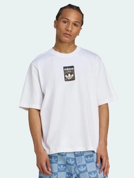 Футболка бавовняна довга чоловіча Adidas Originals Leo Oversized JV7570 M Біла з принтом (4068808480970)